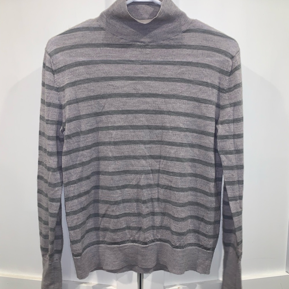 Banana Republic Gray Striped Turtleneck Sweater